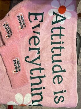 Pink 'Attitude Is Everything' work out towel set